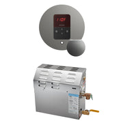 MS 6 kW (6000 W) Steam Shower Generator Package with round iTempo Control in Satin Steel — Satin Steel