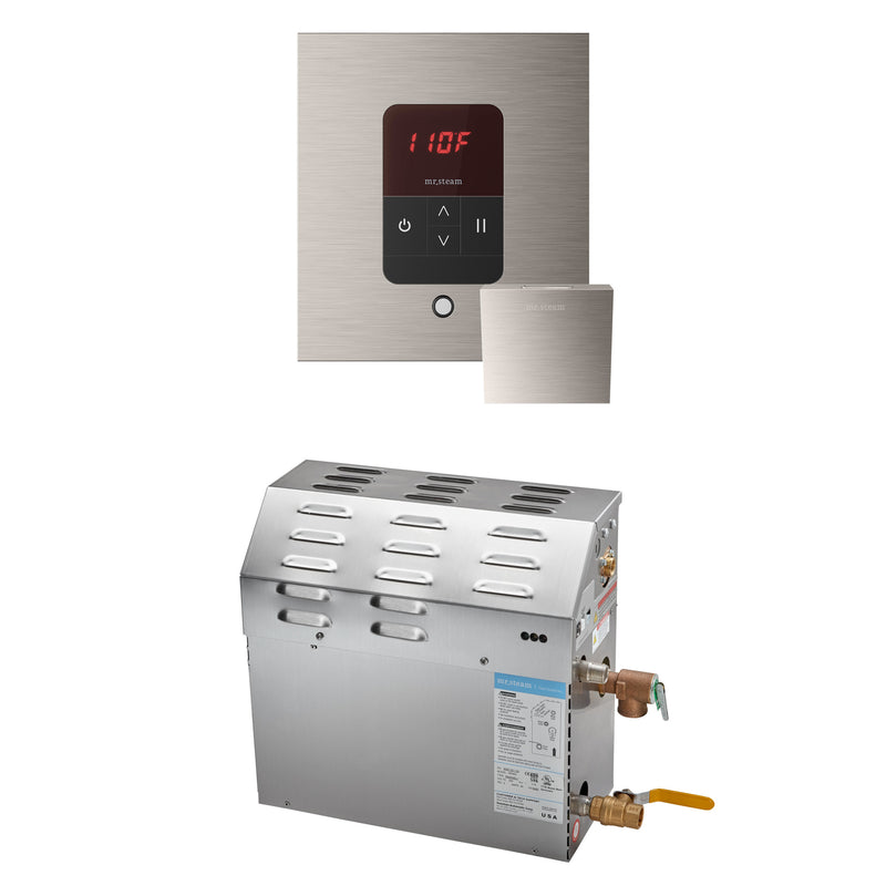 MS 7.5 kW (7500 W) Steam Shower Generator Package with square iTempo Control in Brushed Nickel — Brushed Nickel
