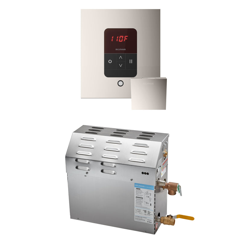 MS 5 kW (5000 W) Steam Shower Generator Package with square iTempo Control in Polished Nickel — Polished Nickel