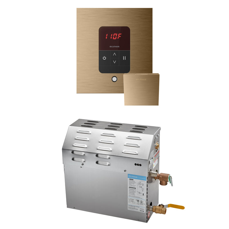 MS 5 kW (5000 W) Steam Shower Generator Package with square iTempo Control in Brushed Bronze — Brushed Bronze