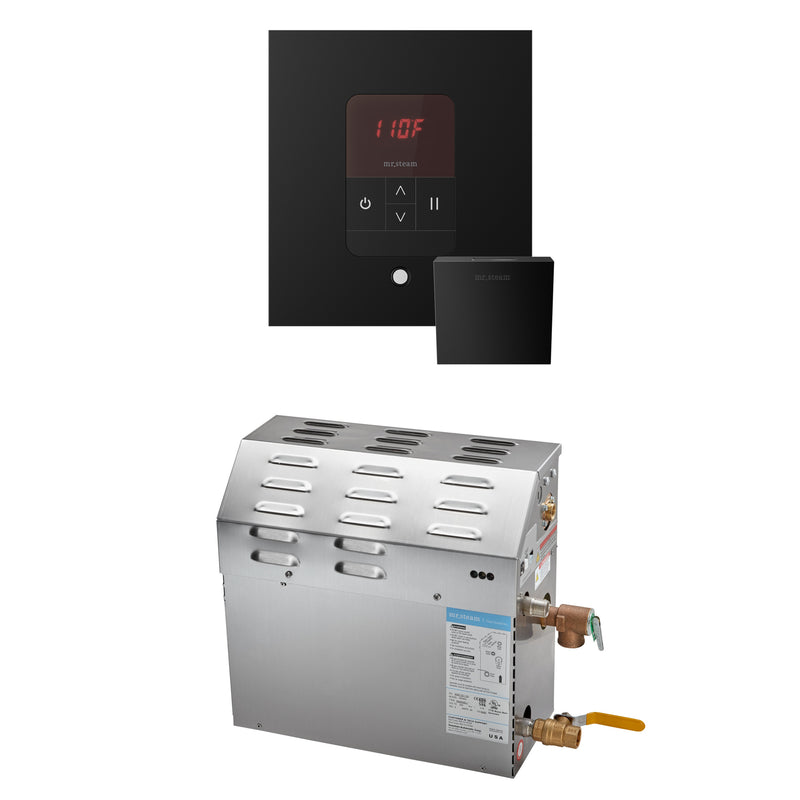 MS 9 kW (9000 W) Steam Shower Generator Package with square iTempo Control in Matte Black — Matte Black