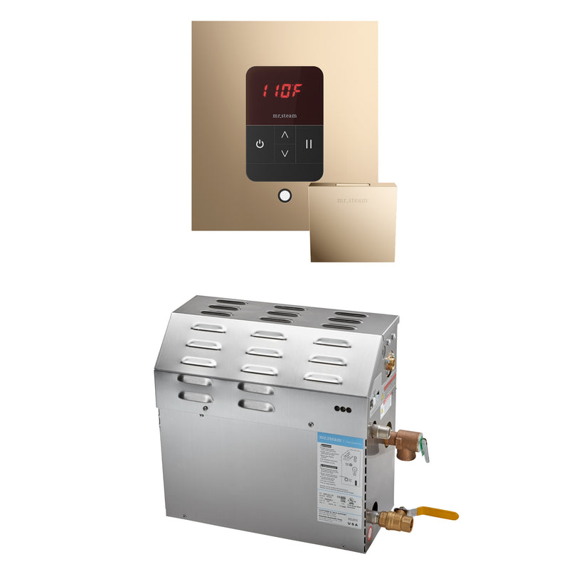 MS 7.5 kW (7500 W) Steam Shower Generator Package with square iTempo Control in Polished Gold — Polished Gold
