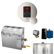 MS 9 kW (9000 W) Steam Shower Generator Package with round iTempo Control in Polished Nickel and Accessories — Polished Nickel