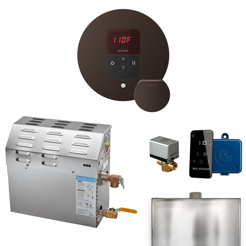 MS 10 kW (10000 W) Steam Shower Generator Package with round iTempo Control in Oil-Rubbed Bronze and Accessories — Oil-Rubbed Bronze