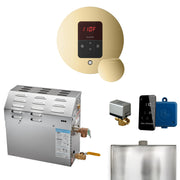 MS 9 kW (9000 W) Steam Shower Generator Package with round iTempo Control in Polished Brass and Accessories — Polished Brass