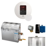 MS 7.5 kW (7500 W) Steam Shower Generator Package with round iTempo Control in White and Accessories — White