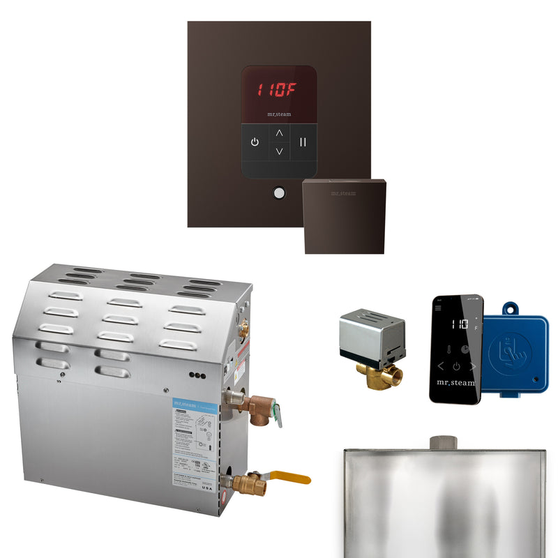 MS 9 kW (9000 W) Steam Shower Generator Package with square iTempo Control in Oil-Rubbed Bronze and Accessories — Oil-Rubbed Bronze