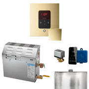 MS 9 kW (9000 W) Steam Shower Generator Package with square iTempo Control in Polished Brass and Accessories — Polished Brass