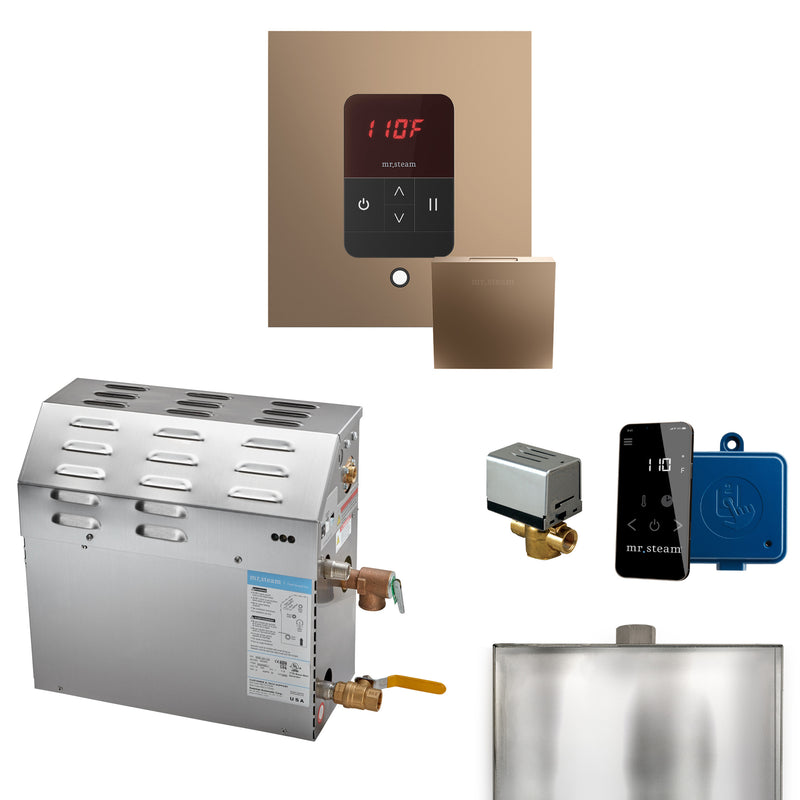 MS 6 kW (6000 W) Steam Shower Generator Package with square iTempo Control in Nouveau Bronze and Accessories — Nuoveau Bronze