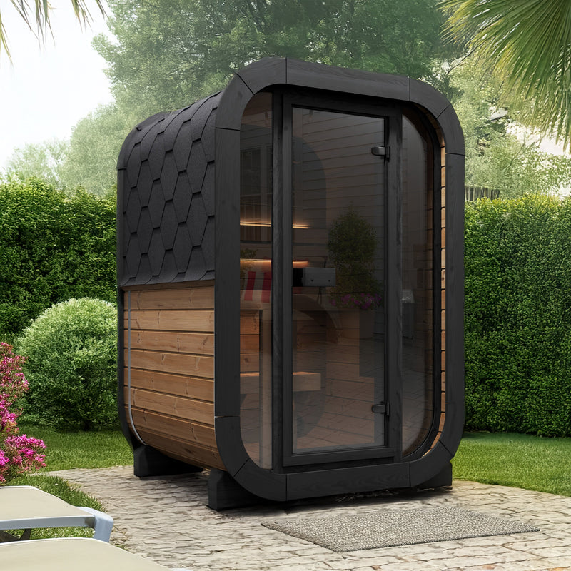 SaunaLife CL3G outdoor sauna — natural finish option