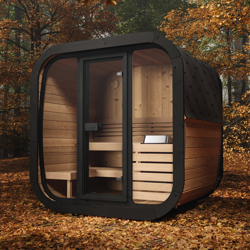 SaunaLife CL5G outdoor sauna — natural finish option