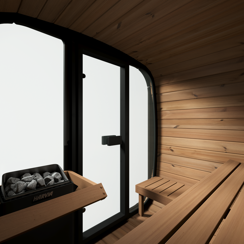 SaunaLife CL5G outdoor sauna — natural finish option