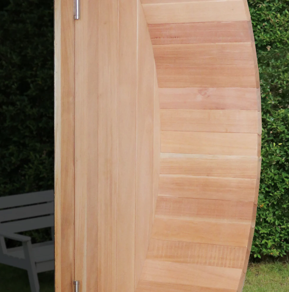 Scandia Electric Barrel Sauna With Canopy - Smart Controls and Chromotherapy- Wood