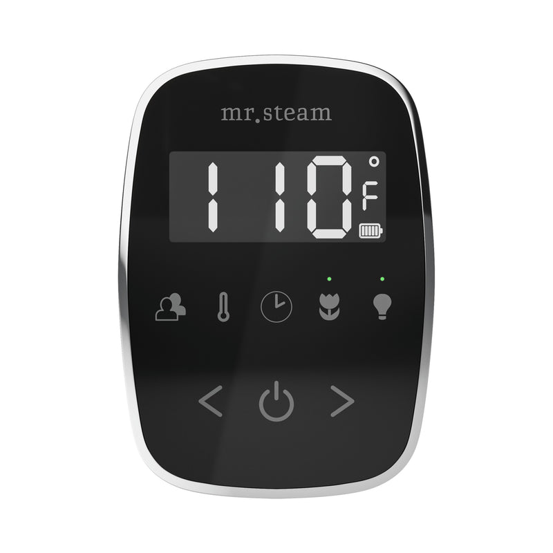 TempoFlex Steam Shower Control and Steamhead in Black Polished Chrome — Black - Polished Chrome