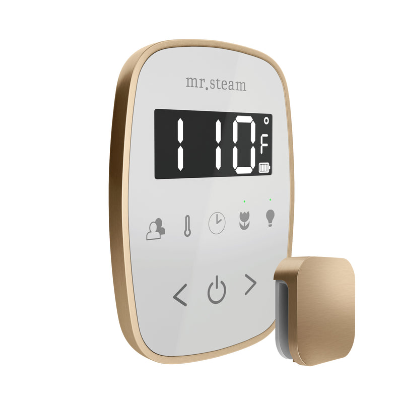 TempoFlex Steam Shower Control and Steamhead in White Brushed Bronze — White - Brushed Bronze