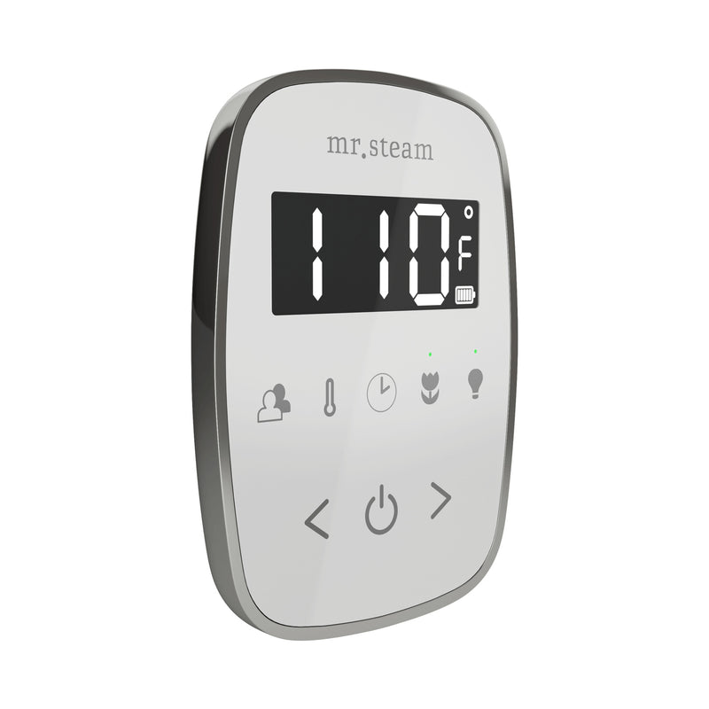 TempoFlex Steam Shower Control and Steamhead in White Brilliant Black — White - Brilliant Black