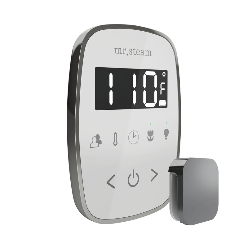 TempoFlex Steam Shower Control and Steamhead in White Brilliant Black — White - Brilliant Black