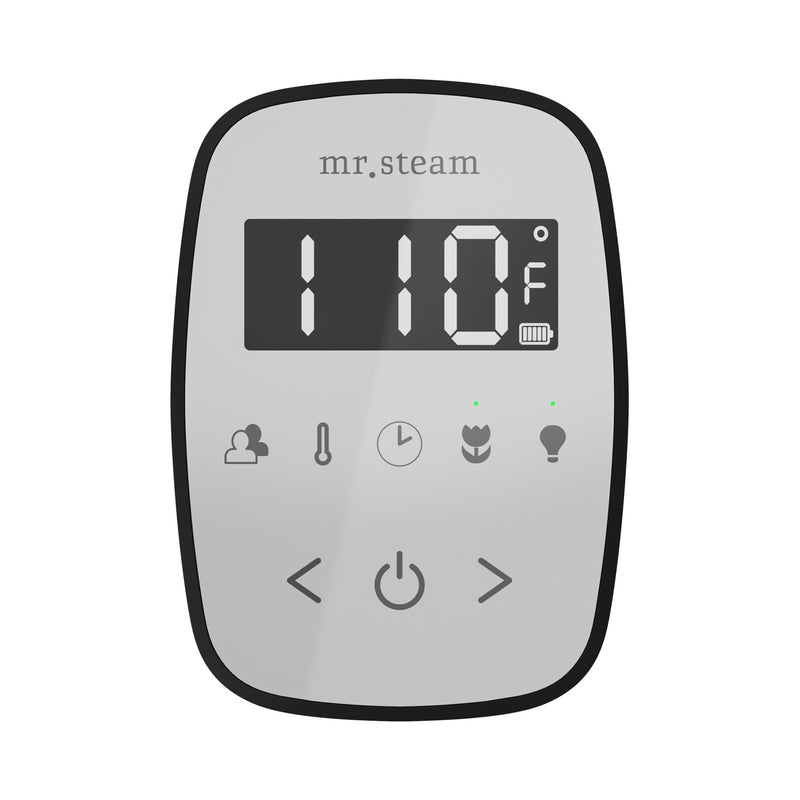 ButlerFlex Max Steam Shower Control Package with TempoFlex Control and Steamhead in White Brushed Nickel — White - Brushed Nickel