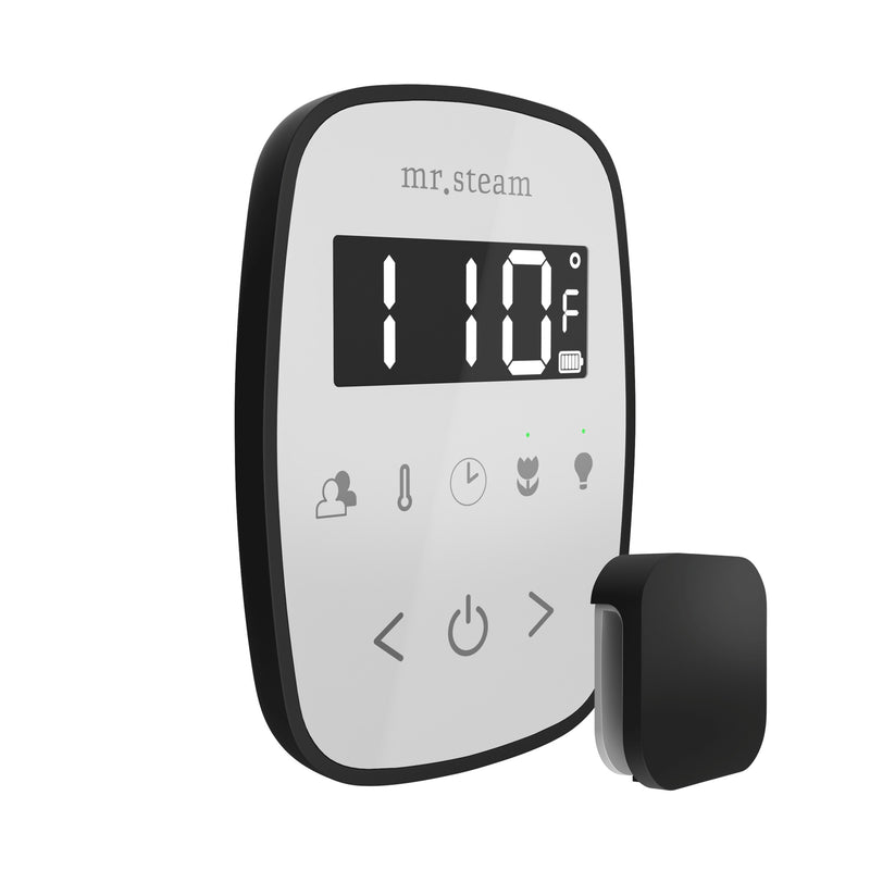 TempoFlex Steam Shower Control and Steamhead in White Matte Black — White - Matte Black