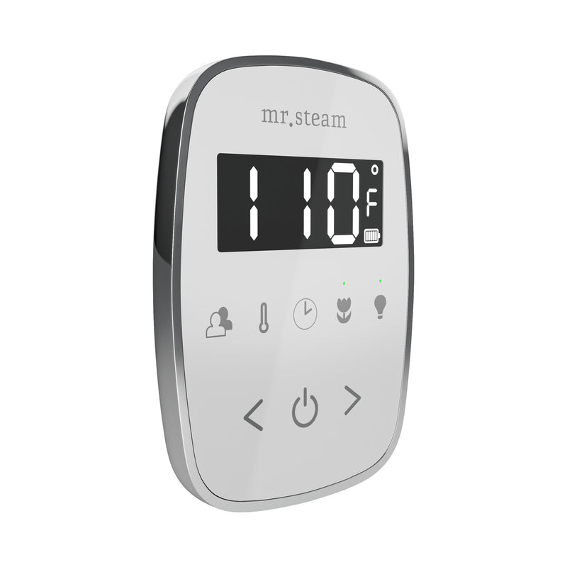 TempoFlex Steam Shower Control and Steamhead in White Polished Chrome — White - Polished Chrome