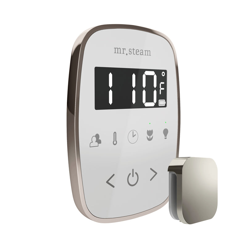 TempoFlex Steam Shower Control and Steamhead in White Polished Nickel — White - Polished Nickel