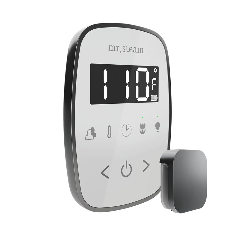 TempoFlex Steam Shower Control and Steamhead in White Satin Steel — White - Satin Steel