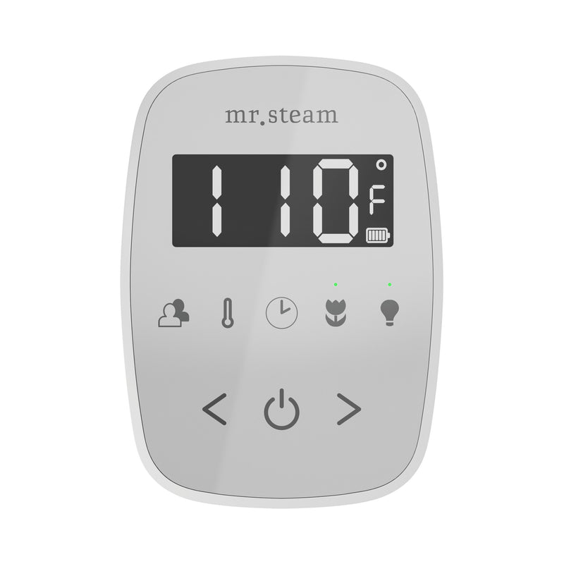 ButlerFlex Max Steam Shower Control Package with TempoFlex Control and Linear Steamhead in White Satin Steel — White - Satin Steel