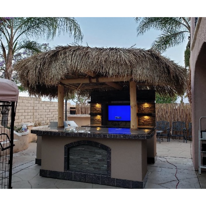 Outdoor Kitchen Palapa with Built-In BBQ Grill T.V. and Refridgerater