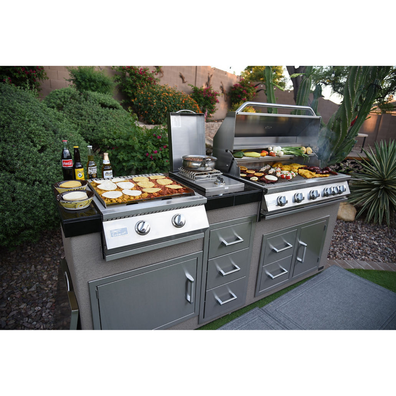 Teppanyaki, Griddle, Built-In BBQ Grill with Side Burner, Storage Drawers 7'6"