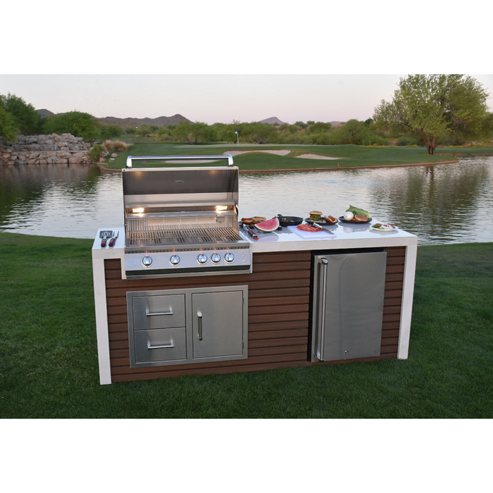 Professional Shiplap Outdoor Kitchen KoKoMo Grill With Waterfall Edge