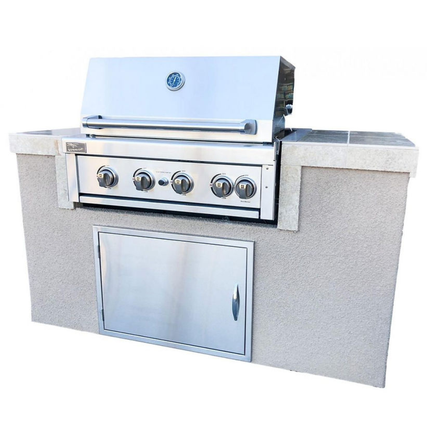 The Cayman 5' BBQ Island with 4 Burner Built In BBQ Grill - Thumbnail 2