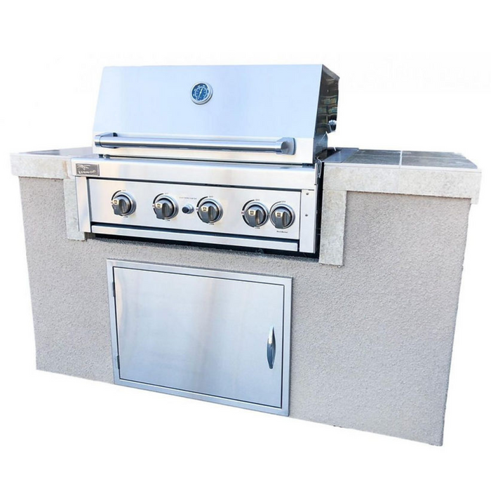 The Cayman 5' BBQ Island with 4 Burner Built In BBQ Grill