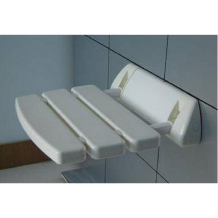 White Wall-Mount Fold-Down Steam Shower Seat - 13 ½” x 9 ¼