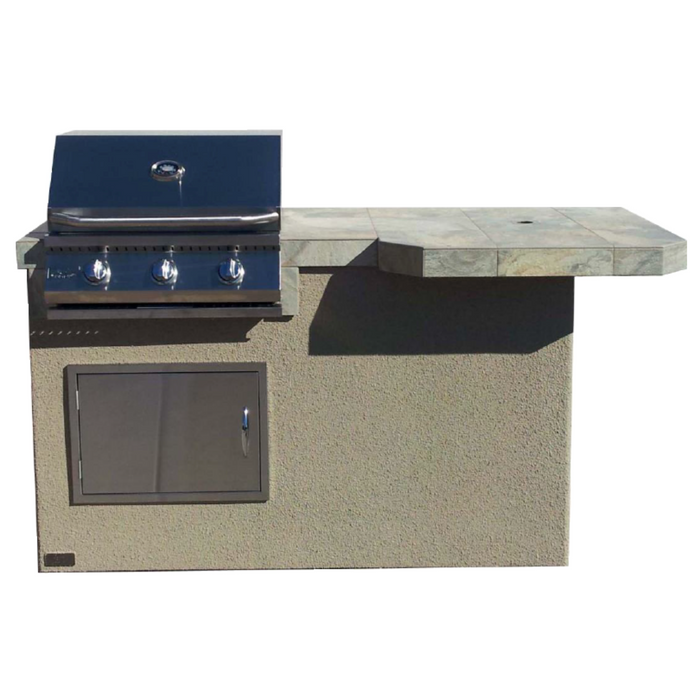 Mini Maui 6' BBQ Island Square Bar Top and Built In BBQ Grill