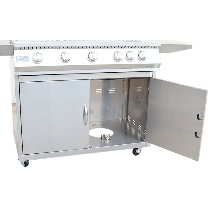 5 Burner 40 Inch Cart Model BBQ Grill With Locking Casters 304 Stainless Steel