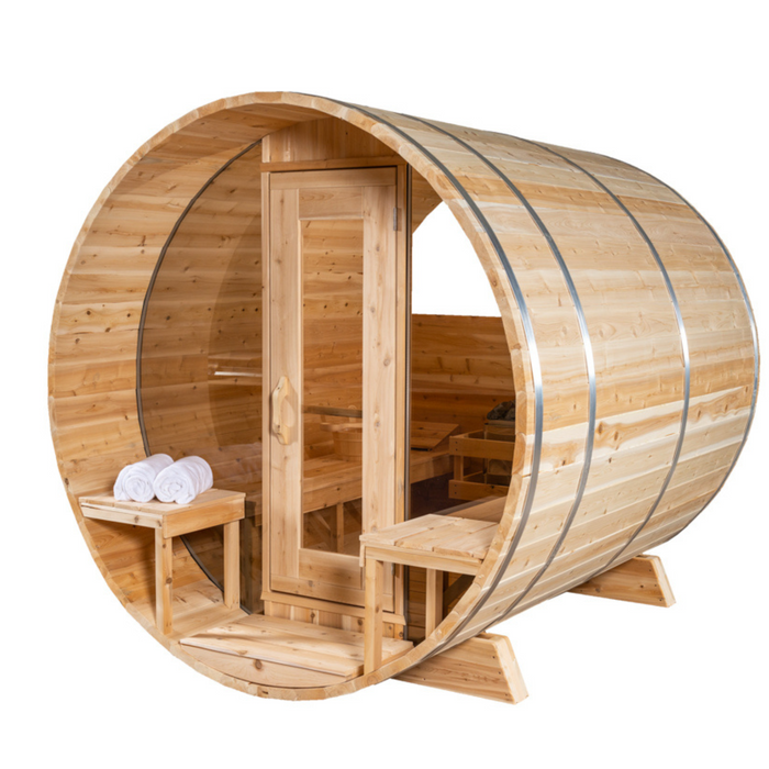 CT Serenity Sauna: Handcrafted Eastern White Cedar, 5mm Bronze Tempered Glass Door with Wooden Frame, Easy Installation