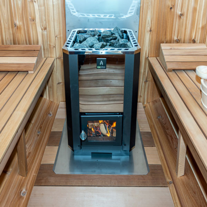 CT Serenity Sauna: Handcrafted Eastern White Cedar, 5mm Bronze Tempered Glass Door with Wooden Frame, Easy Installation