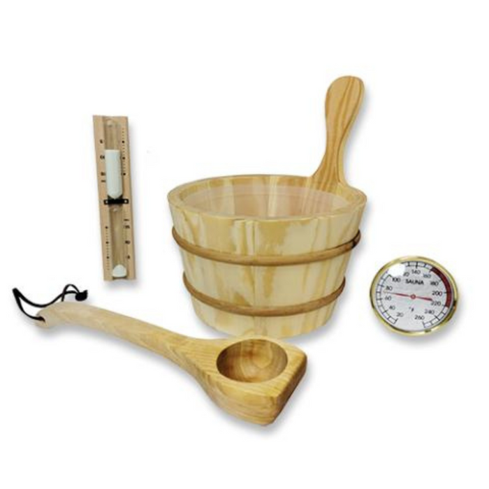 SaunaLife Accessory Package: Bucket, Ladle, Timer, Thermometer