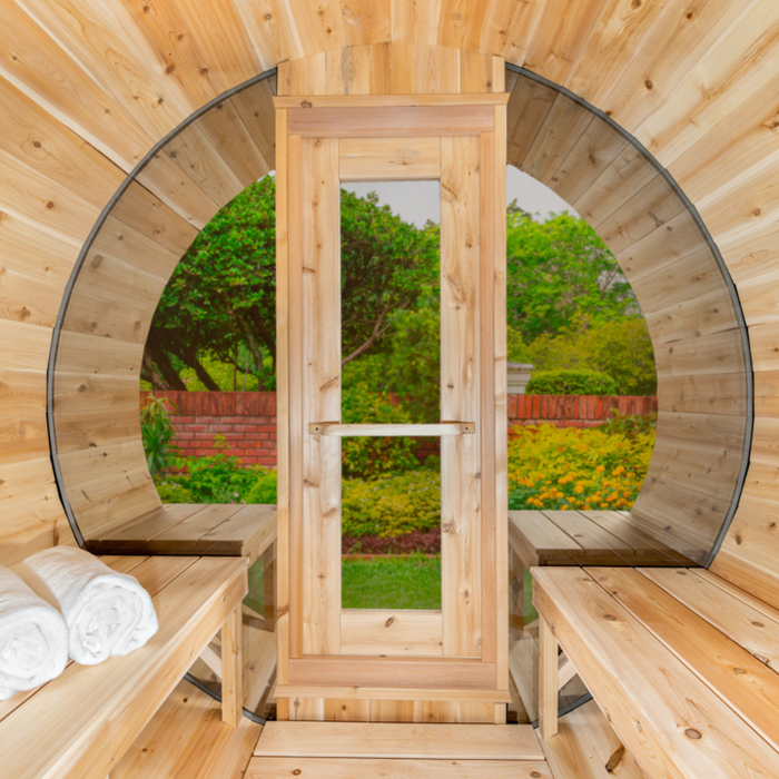 CT Serenity Sauna: Handcrafted Eastern White Cedar, 5mm Bronze Tempered Glass Door with Wooden Frame, Easy Installation