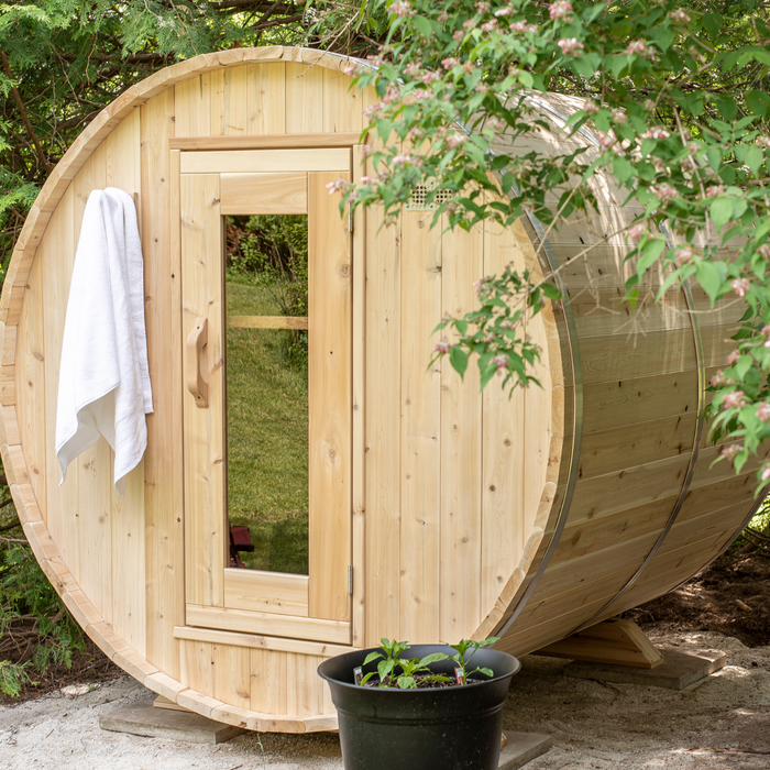 Harmony Sauna: Canadian Timber Collection, Handcrafted Eastern White Cedar, 2-4 Person Seating, Ready-to-Assemble Kit with Solid Cedar Cradles.