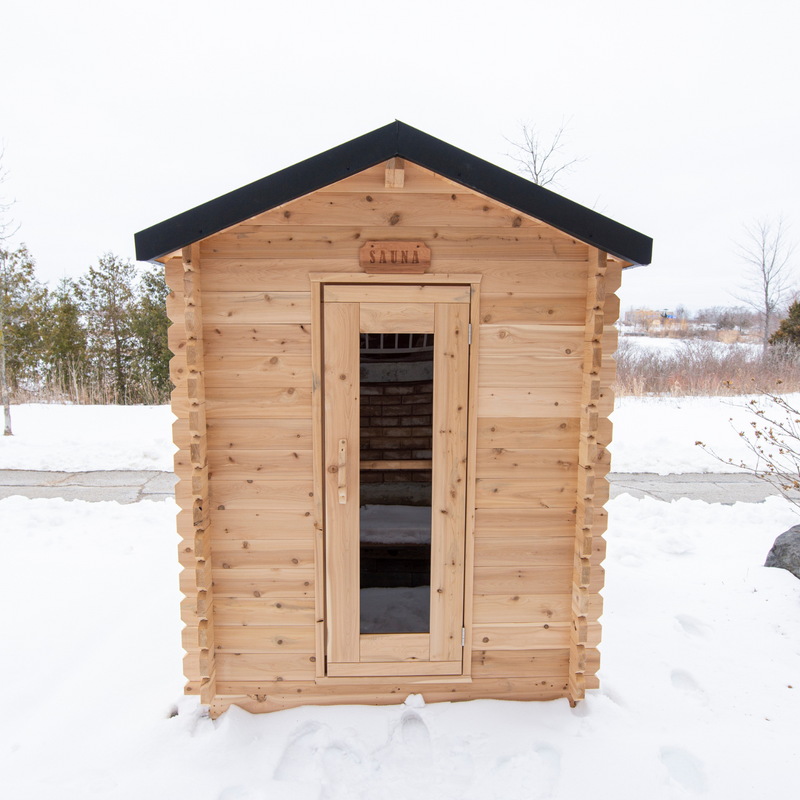 Granby Cabin Sauna: Canadian Timber Collection, 6'x6', Eastern White Cedar, Efficient Heating, 2-3 Person Seating, Exclusive Electric Heater Options.