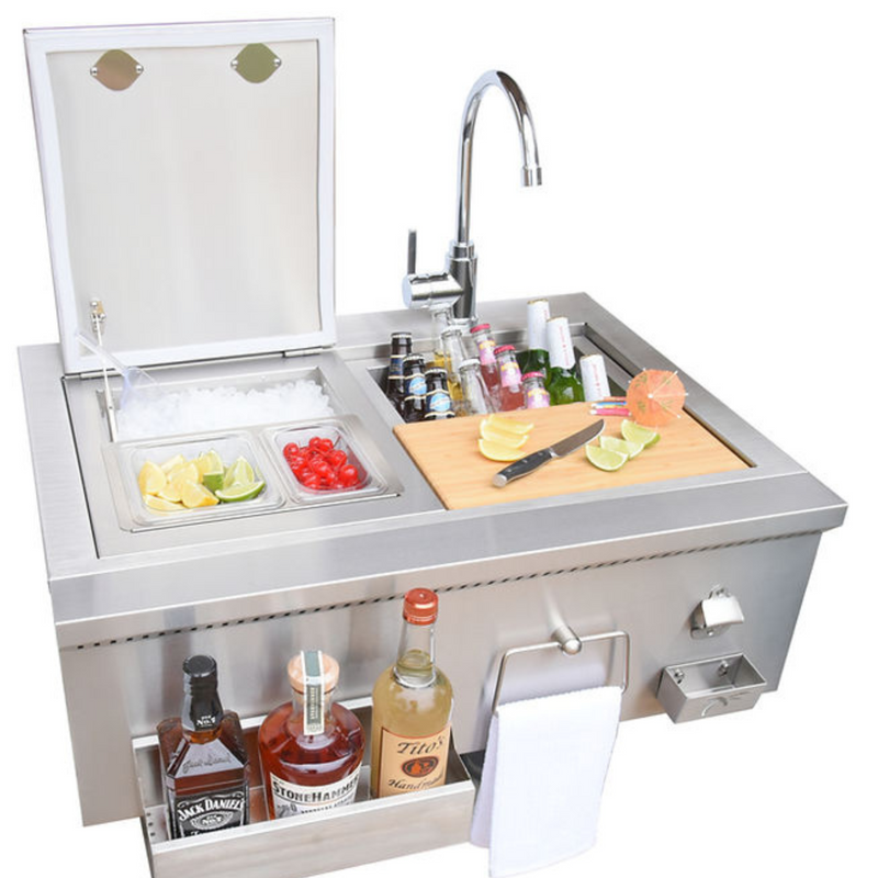 30" Built-In Bartender Cocktail Station With Sink Bottle Opener and Ice Chest