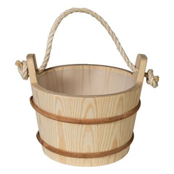 Prosaunas Wood Sauna Bucket with Rope Handle - 4-Liter