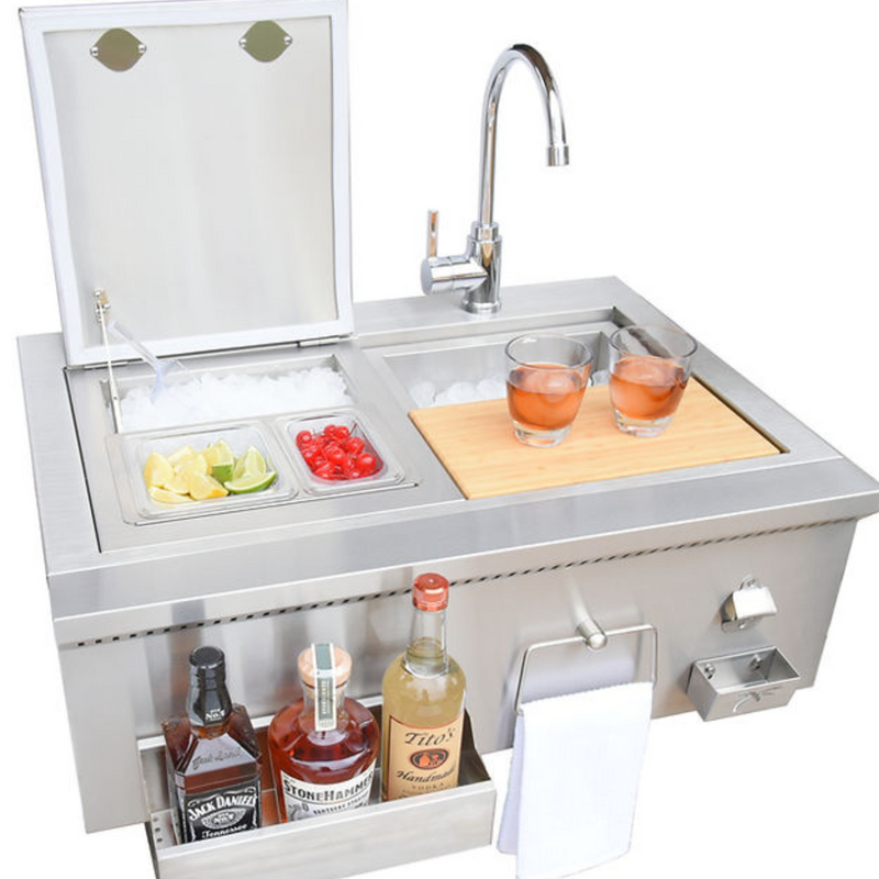30" Built-In Bartender Cocktail Station With Sink Bottle Opener and Ice Chest