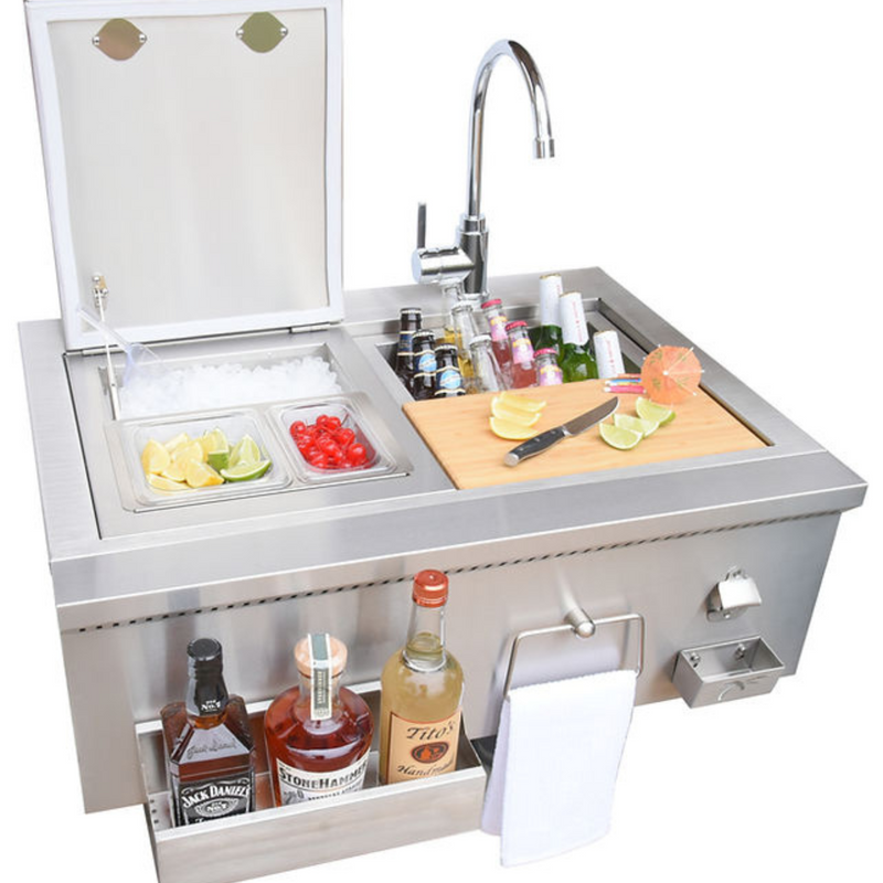 30" Built-In Bartender Cocktail Station With Sink Bottle Opener and Ice Chest