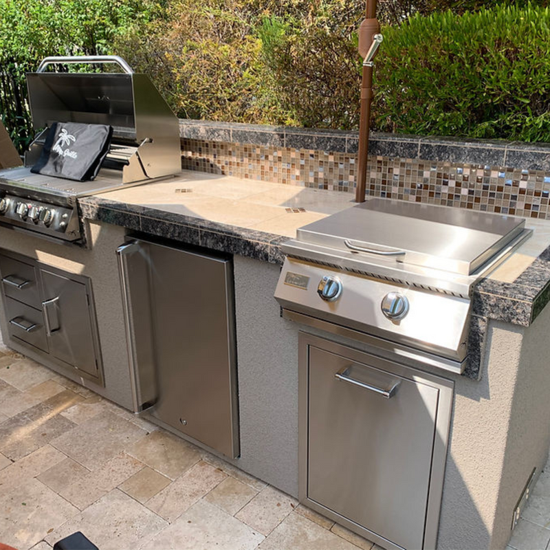 5 Burner Griddle Combo Drawer Fridge Outdoor Kitchen