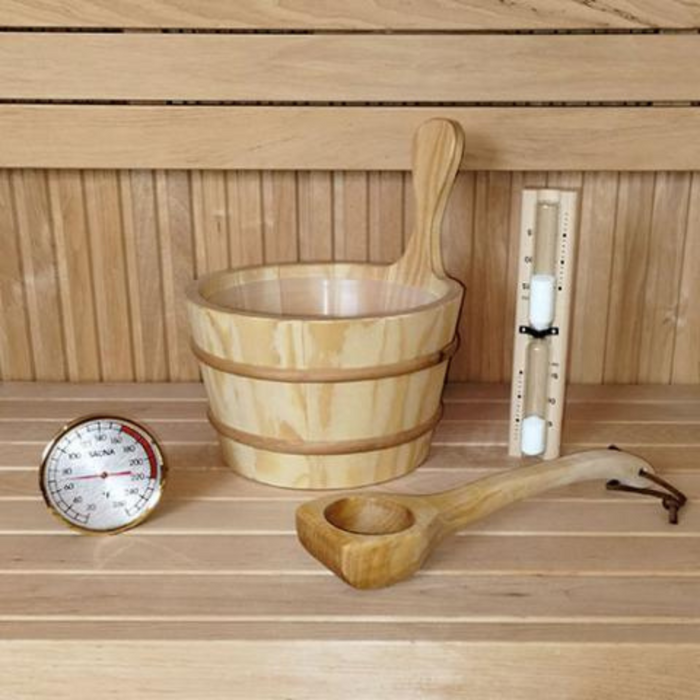 SaunaLife Accessory Package: Bucket, Ladle, Timer, Thermometer