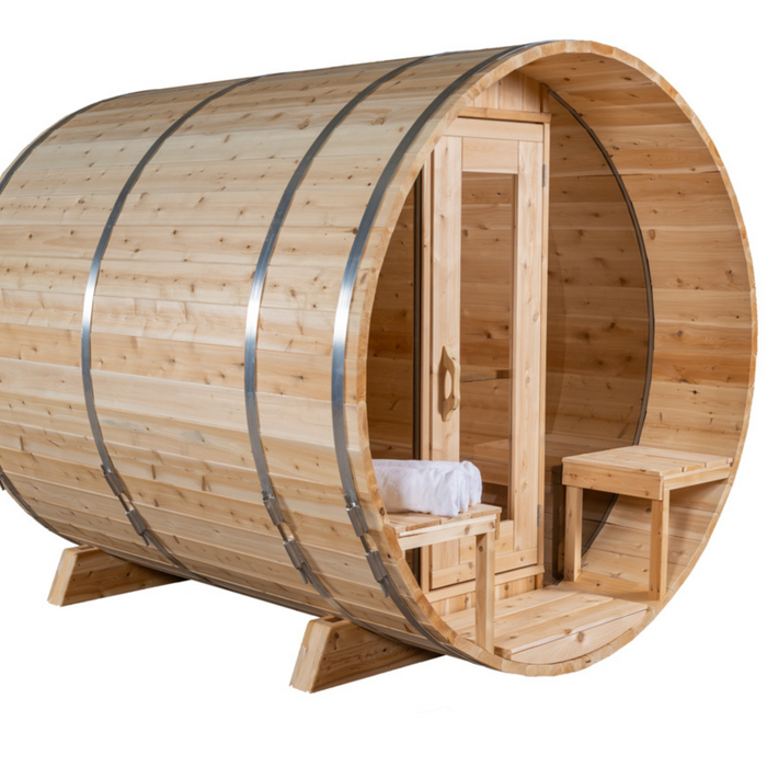 CT Serenity Sauna: Handcrafted Eastern White Cedar, 5mm Bronze Tempered Glass Door with Wooden Frame, Easy Installation