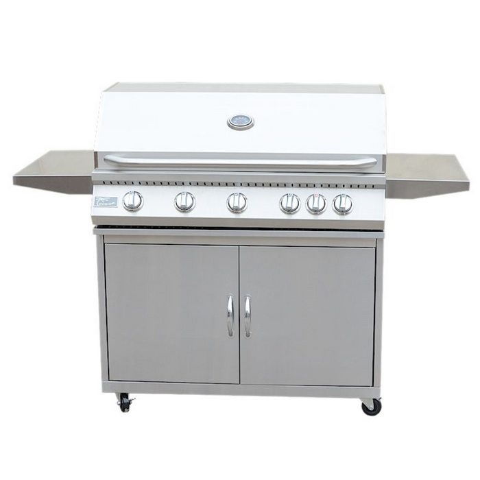 5 Burner 40 Inch Cart Model BBQ Grill With Locking Casters 304 Stainless Steel