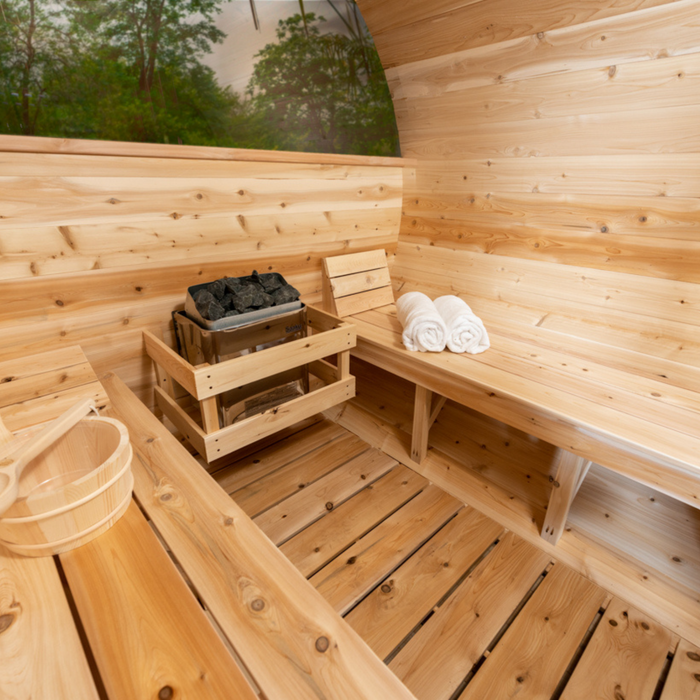 CT Serenity Sauna: Handcrafted Eastern White Cedar, 5mm Bronze Tempered Glass Door with Wooden Frame, Easy Installation